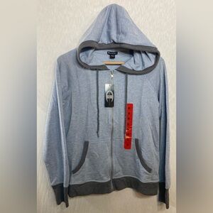 Champion Elite Hoodie Sweatshirt Women’s Light Blue Zipper Pockets Size M NWT